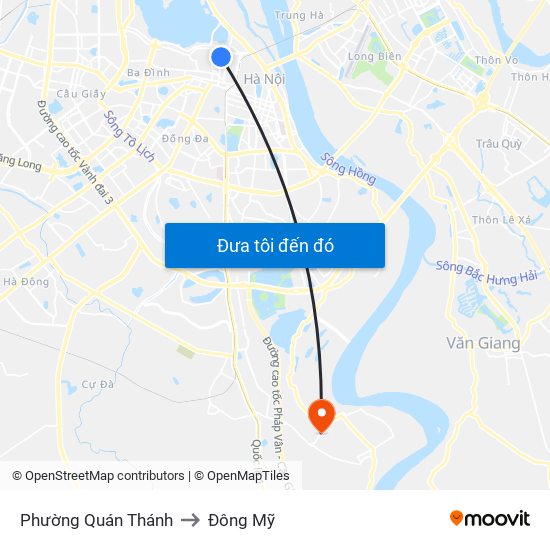 Phường Quán Thánh to Đông Mỹ map