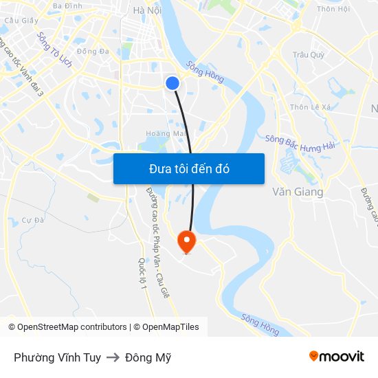 Phường Vĩnh Tuy to Đông Mỹ map