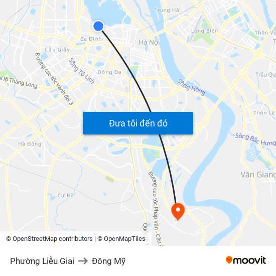 Phường Liễu Giai to Đông Mỹ map