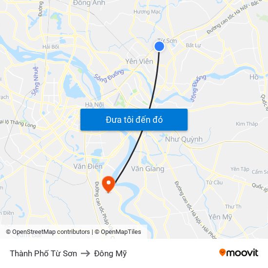 Thành Phố Từ Sơn to Đông Mỹ map