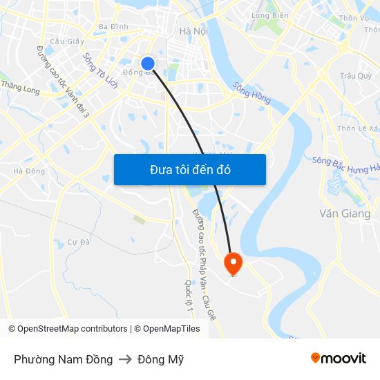 Phường Nam Đồng to Đông Mỹ map