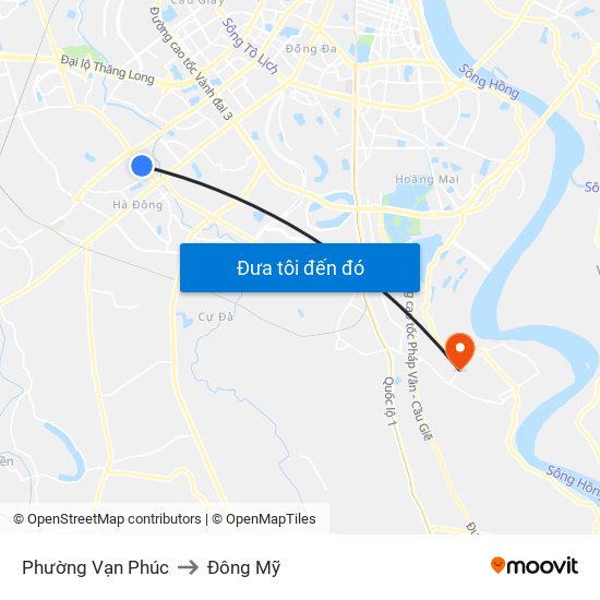 Phường Vạn Phúc to Đông Mỹ map