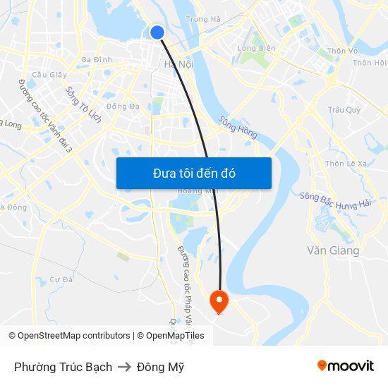 Phường Trúc Bạch to Đông Mỹ map