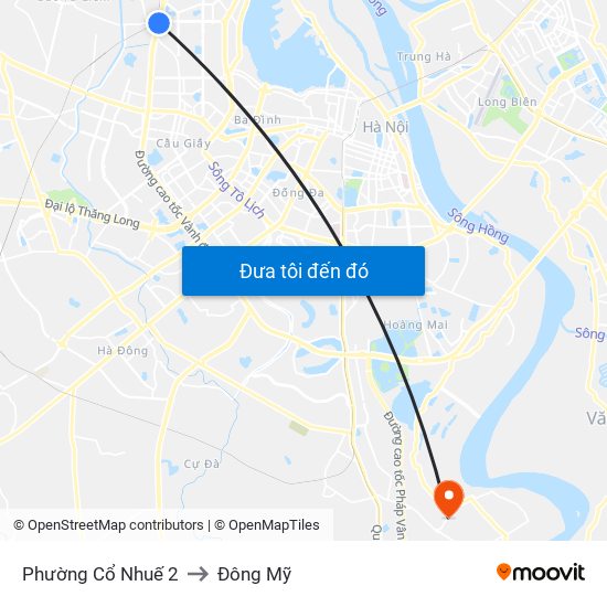 Phường Cổ Nhuế 2 to Đông Mỹ map