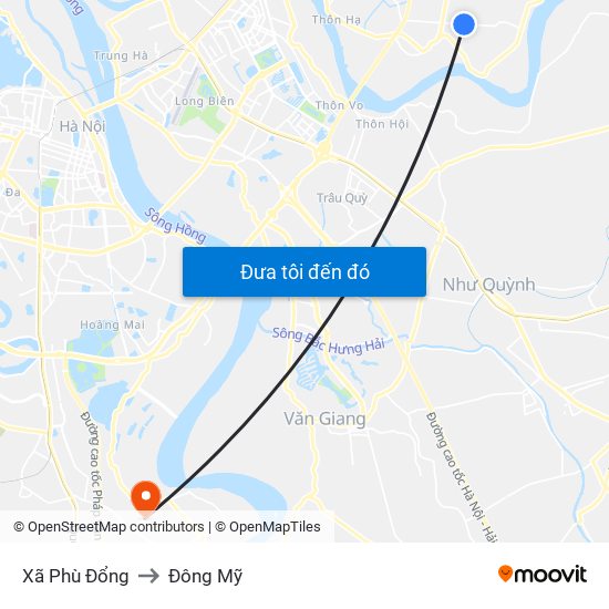 Xã Phù Đổng to Đông Mỹ map