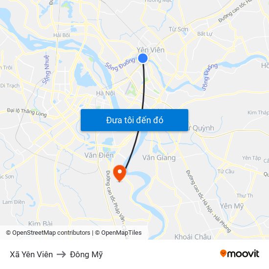 Xã Yên Viên to Đông Mỹ map