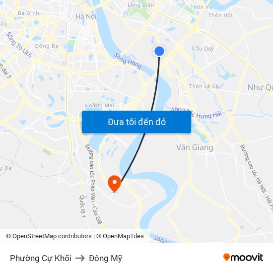 Phường Cự Khối to Đông Mỹ map