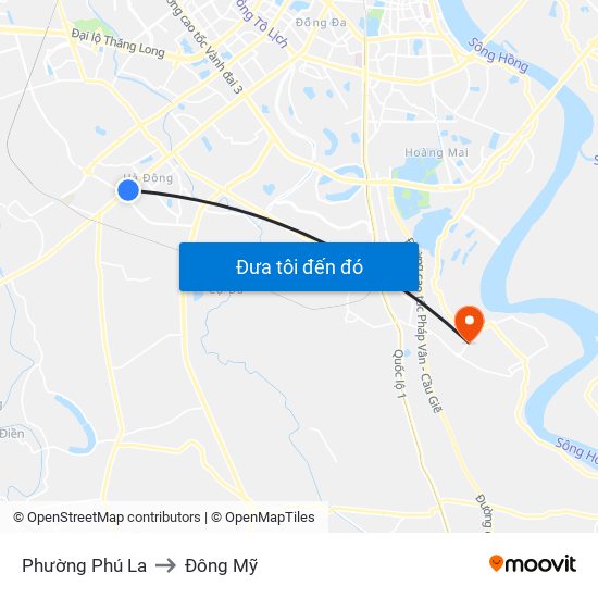 Phường Phú La to Đông Mỹ map