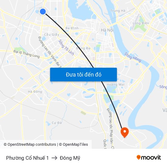 Phường Cổ Nhuế 1 to Đông Mỹ map