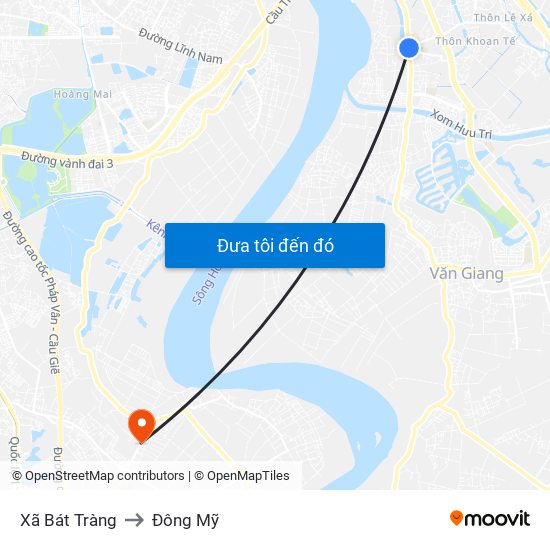 Xã Bát Tràng to Đông Mỹ map