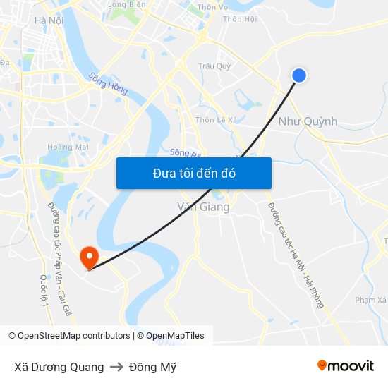 Xã Dương Quang to Đông Mỹ map