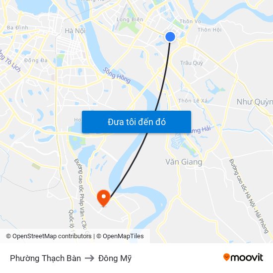 Phường Thạch Bàn to Đông Mỹ map