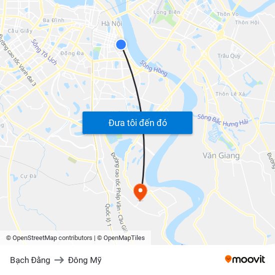 Bạch Đằng to Đông Mỹ map