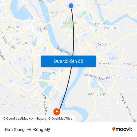 Đức Giang to Đông Mỹ map