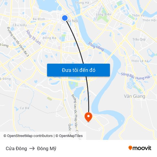 Cửa Đông to Đông Mỹ map