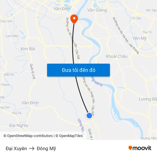 Đại Xuyên to Đông Mỹ map