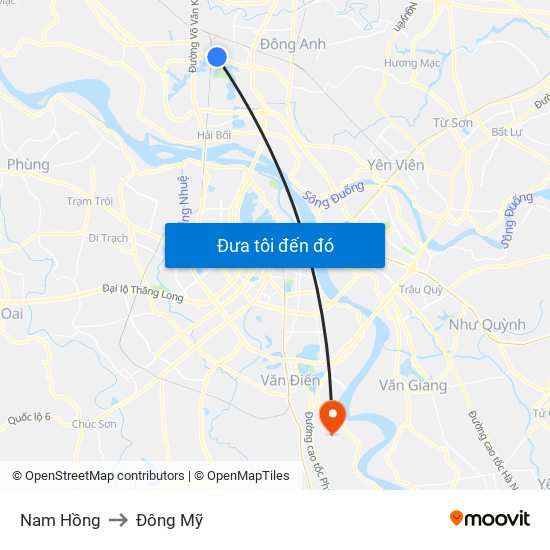 Nam Hồng to Đông Mỹ map