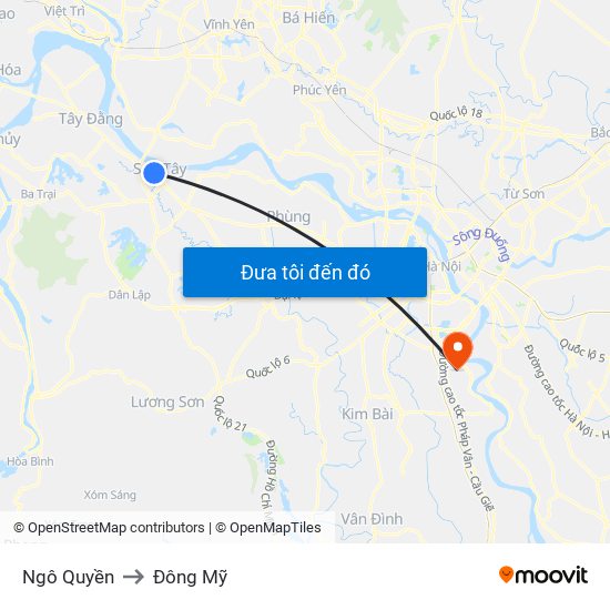 Ngô Quyền to Đông Mỹ map