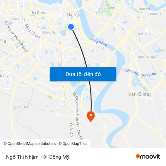 Ngô Thì Nhậm to Đông Mỹ map