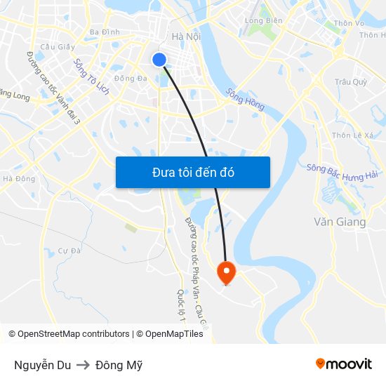 Nguyễn Du to Đông Mỹ map