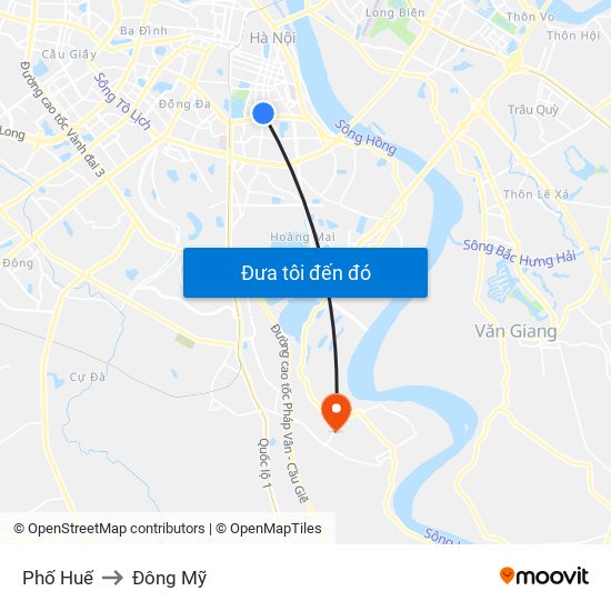 Phố Huế to Đông Mỹ map