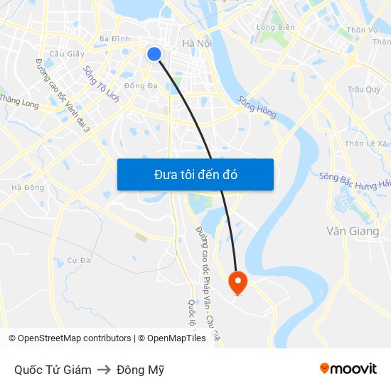 Quốc Tử Giám to Đông Mỹ map