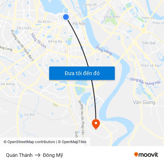 Quán Thánh to Đông Mỹ map