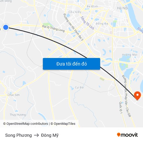 Song Phương to Đông Mỹ map