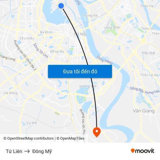 Tứ Liên to Đông Mỹ map