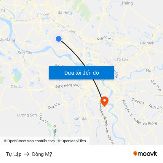 Tự Lập to Đông Mỹ map