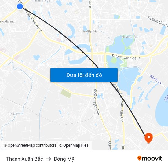 Thanh Xuân Bắc to Đông Mỹ map