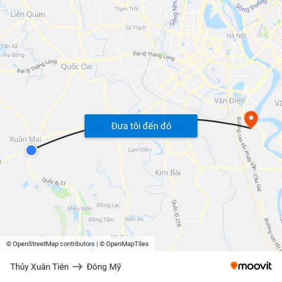 Thủy Xuân Tiên to Đông Mỹ map