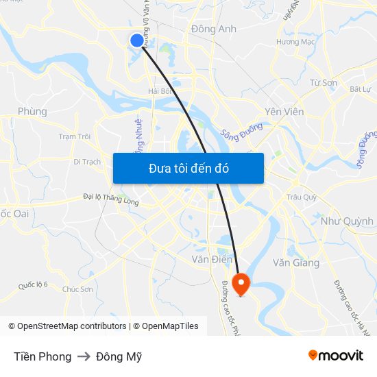 Tiền Phong to Đông Mỹ map