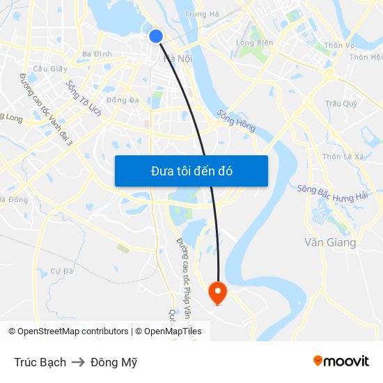 Trúc Bạch to Đông Mỹ map