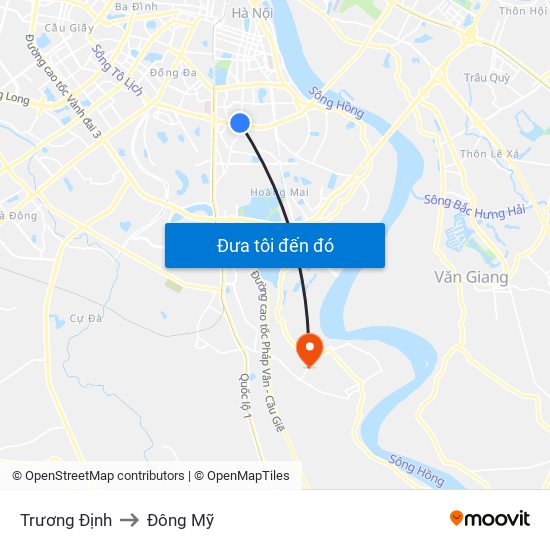 Trương Định to Đông Mỹ map