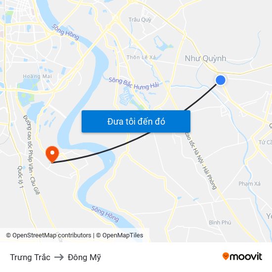 Trưng Trắc to Đông Mỹ map