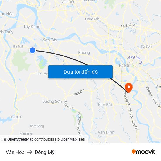 Vân Hòa to Đông Mỹ map