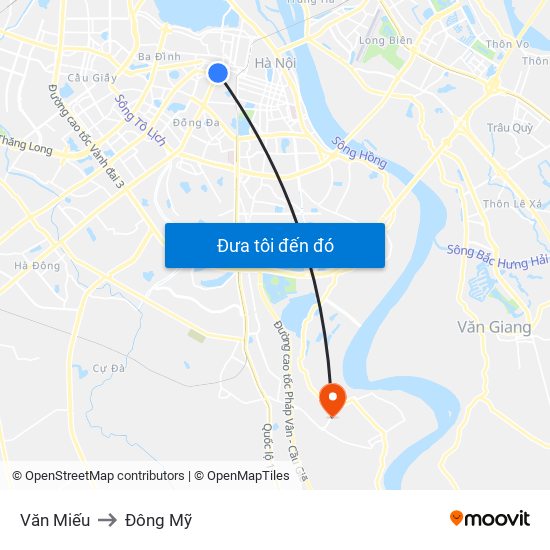 Văn Miếu to Đông Mỹ map