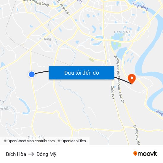 Bích Hòa to Đông Mỹ map