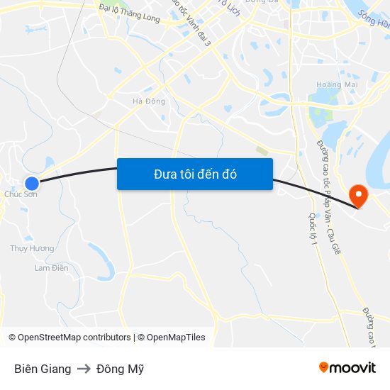 Biên Giang to Đông Mỹ map