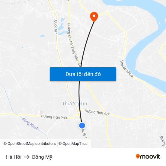 Hà Hồi to Đông Mỹ map