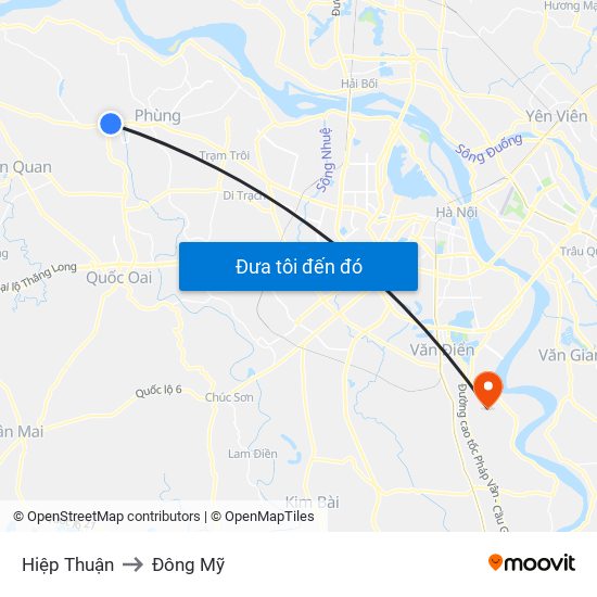 Hiệp Thuận to Đông Mỹ map