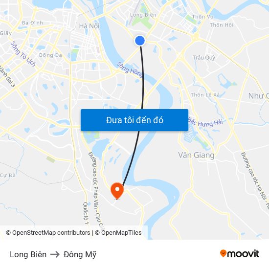 Long Biên to Đông Mỹ map