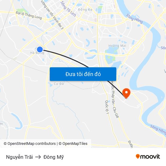 Nguyễn Trãi to Đông Mỹ map
