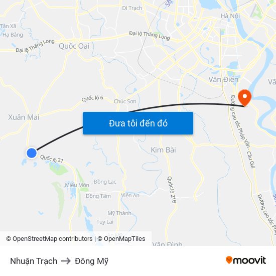 Nhuận Trạch to Đông Mỹ map