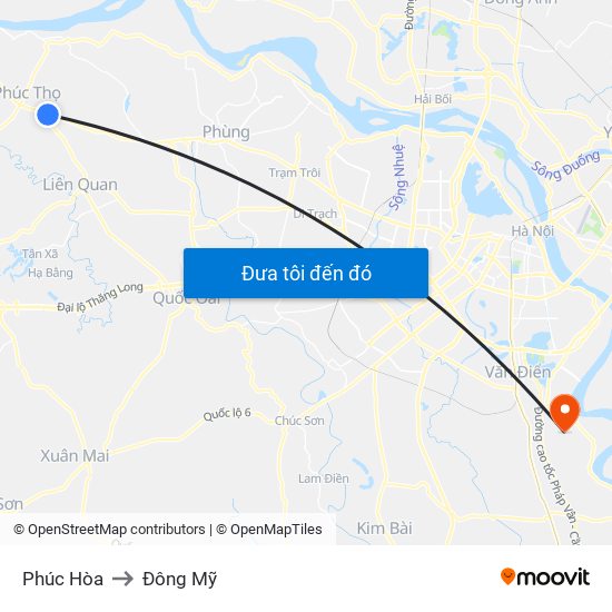 Phúc Hòa to Đông Mỹ map