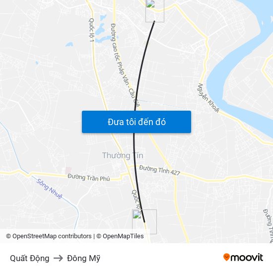 Quất Động to Đông Mỹ map