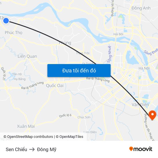 Sen Chiểu to Đông Mỹ map