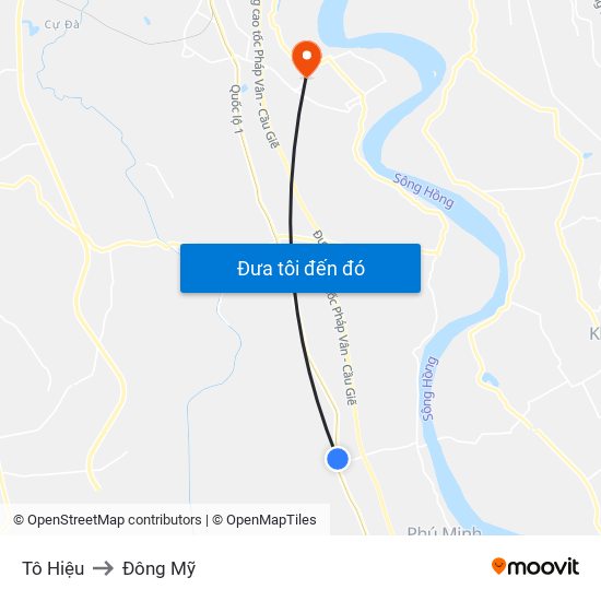 Tô Hiệu to Đông Mỹ map