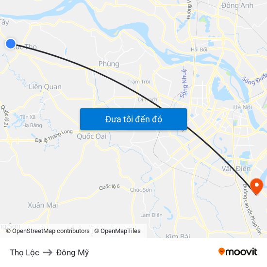 Thọ Lộc to Đông Mỹ map